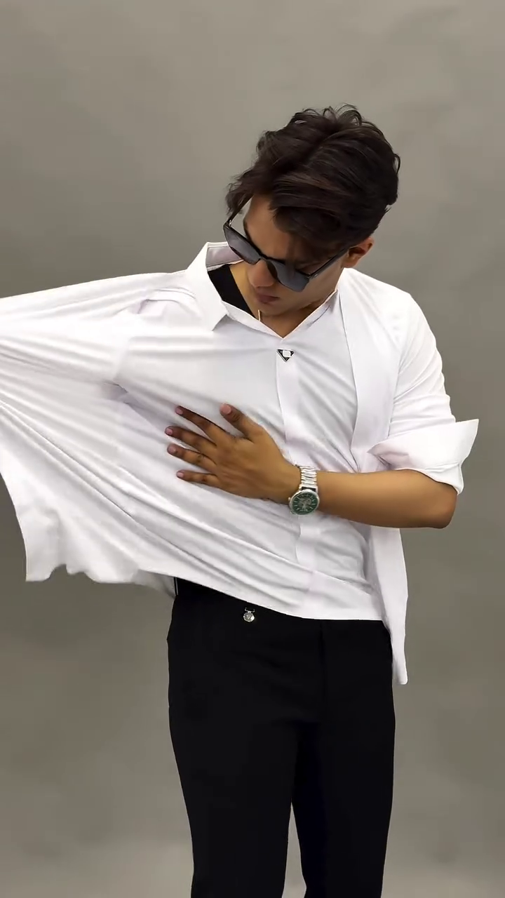 Classic Self Design Spread Collar Casual Shirt