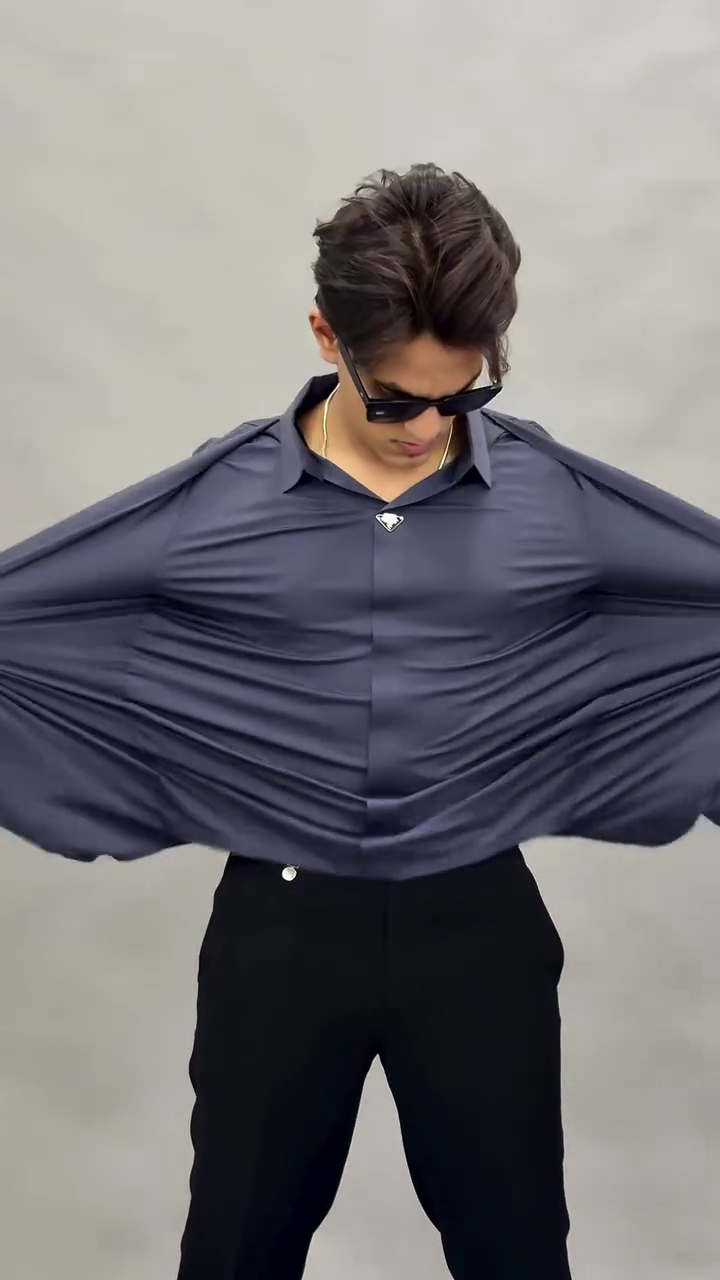 Classic Self Design Spread Collar Casual Shirt