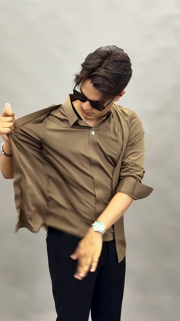 Classic Self Design Spread Collar Casual Shirt