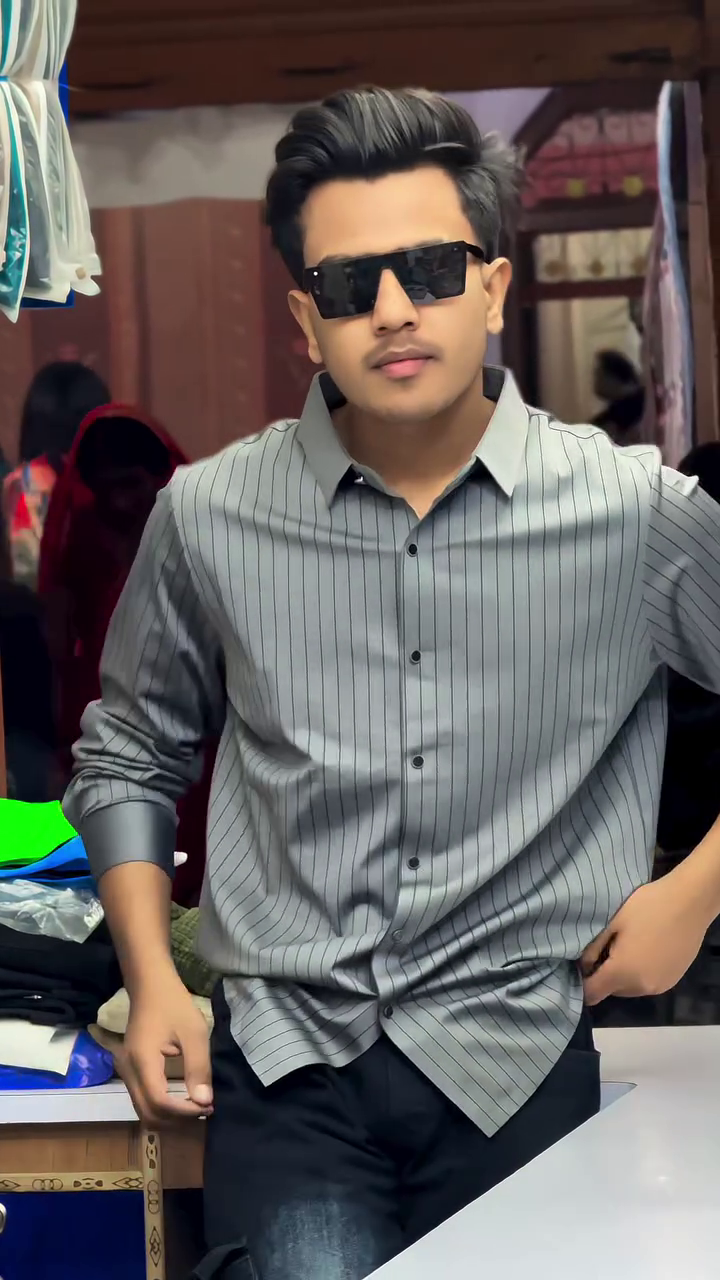 Burgundy Slim Fit Self-Stripes Shirts
