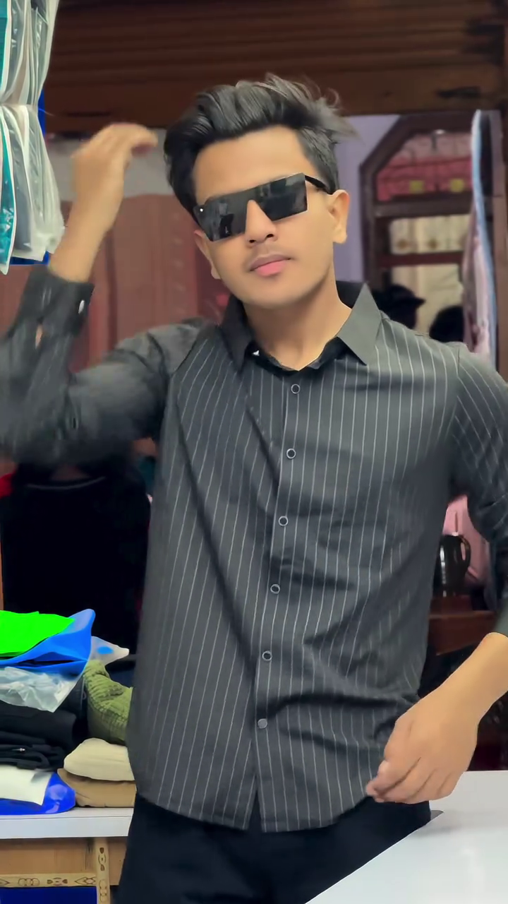 Burgundy Slim Fit Self-Stripes Shirts